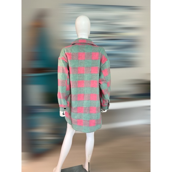 Color block checker print jacket S M L - Picture 2 of 6